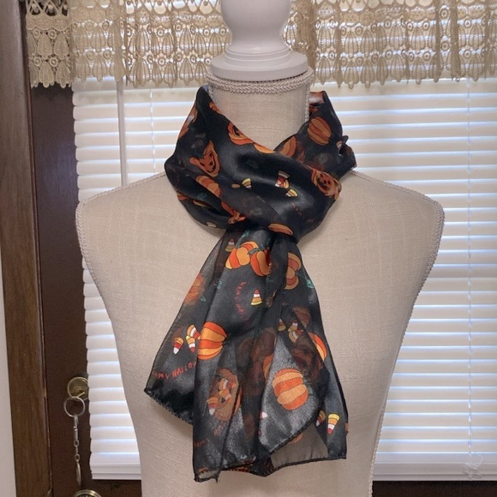 Halloween Theme Striped Pumpkin Pattern Scarf, Si… - image 6